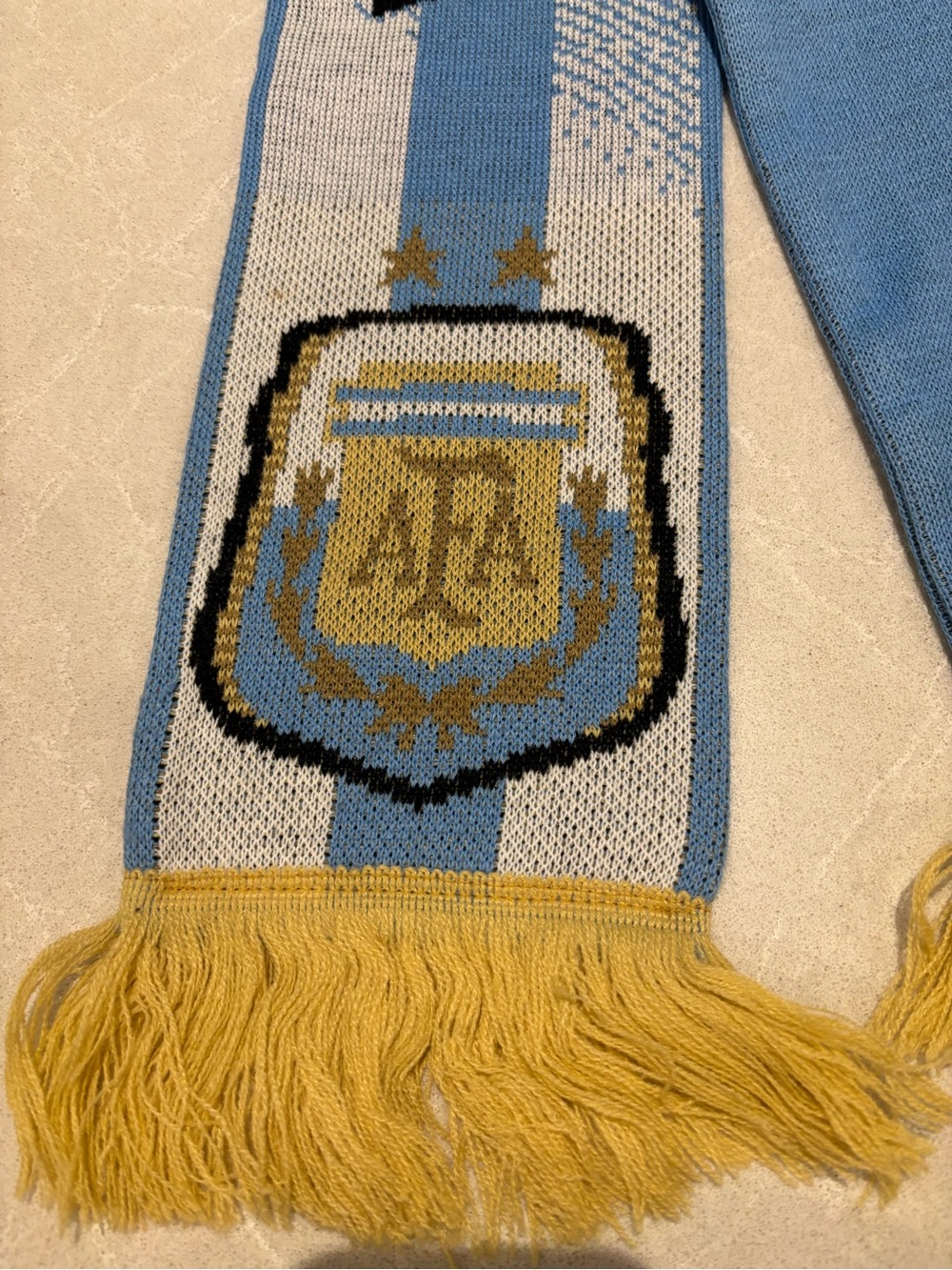 Adidas Argentina AFA Soccer Fan Scarf Fringe Light Blue White Gold 2 Star FIFA - Picture 6 of 11